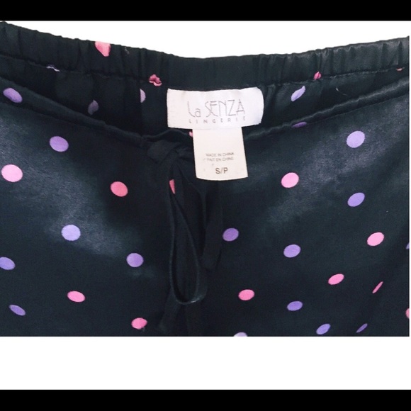 LA SENZA Polka Dot Pyjama Crop Bottoms With Edging Lace Trim Black Size Small - Picture 7 of 10